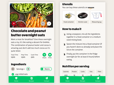 KitchenPal Recipe Page app chef cooking food mobile plant based recipes vegan vegetarian