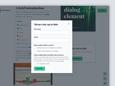 Rob Simpson Newsletter Dialog article clean dialog minimal modal overlay popup