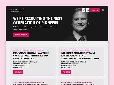 Nottingham Trent University Campaign Job Listing Page campaign campaign design job job listing talking heads