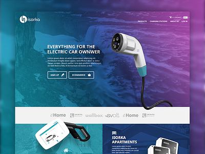 Redesign for Ísorka charging design electric car owners electric cars front page gradient iceland isorka modern redesign web design web development