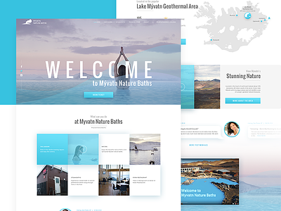 Mývatn - Web design agency animation blue design iceland tourism travel typography ui ux viska web web design web development website