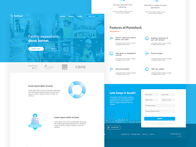 One page design for Pointcheck app blue book form contact form icons ireland landing page one pager onepagedesign services trial trial form utilities web design web design agency web design company web development