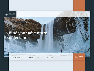 Landing page for an Icelandic tour site agency clean design design iceland landing page reykjavik tourism travel typography ui ux viska web web design web design agency web design company web development webdesign website