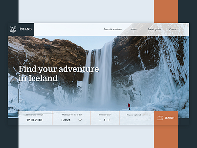 Landing page for an Icelandic tour site