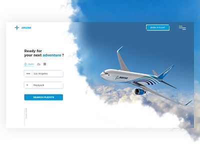 Airline concept air airline airliner book a flight landing page menu planes search form web design