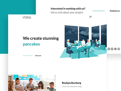 Landing page design for VISKA agency branding cyan iceland illustration illustration art ui ux viska web design web design agency website