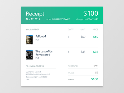 017 • Email Receipt 017 dailyui email purchase receipt