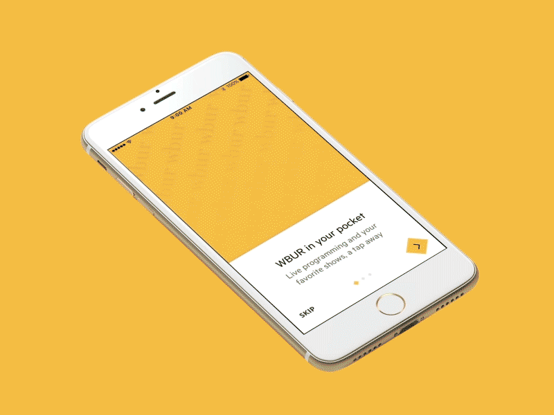 WBUR Listen - Onboarding Concept carousel flow motion onboarding transitions wbur