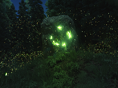 Magic Forest 3d ae c4d concept fireflies magic night particles