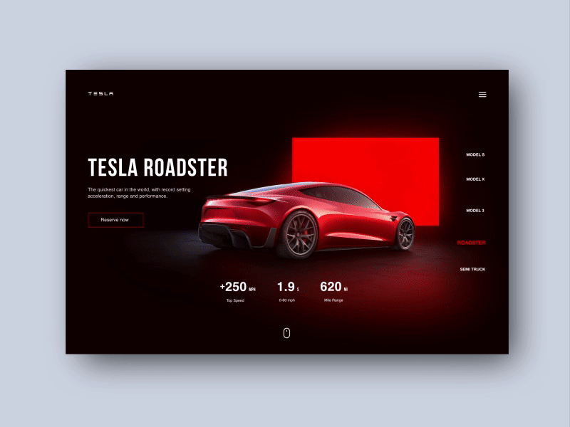 Tesla Hero Slider concept interaction landing page tesla ui ux