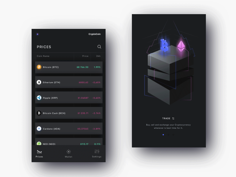 CryptoCoin animation blockchain cryptocurrency cryptocurrency wallet illustration onboarding ui ui animation ux wallet