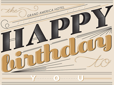HBD from The Grand birthday design hotel lettering line art typography