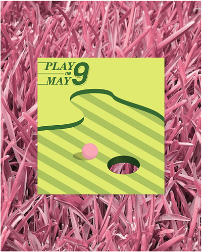 Play 9 branding color design event flyer golf golf ball green illustration pink resort summer