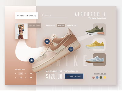 Nike Interactive E-Commerce Concept athletic cart checkout desktop ecommerce ecommerce design interaction design interactive interface design nike nike air max shoe design shopping app shopping cart ui ux user experience user interface ux web experience website