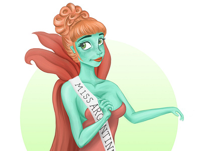 Ooo-la-la, Miss Argentina beetlejuice digital illustration digital paint digital painting gradient halloween halloween bash halloween design mint monster pastel photoshop scary spooky tim burton undead wacom wacom cintiq weekly warm up zombie