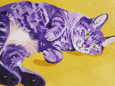 Acrylic Cat Painting