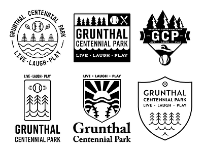Grunthal Centennial Park 2d baseball branding design flat identity logo logomark nature park typography wordmark