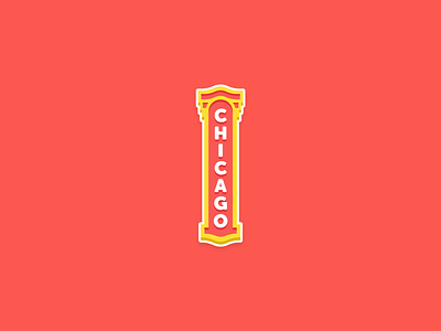 Chicago chicago chicago theatre city classic flat illustration red signage simple vector