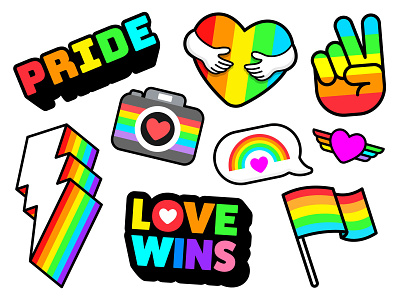 Pride illustration june lgbt lgbtq love pride queer rainbow stickers vector