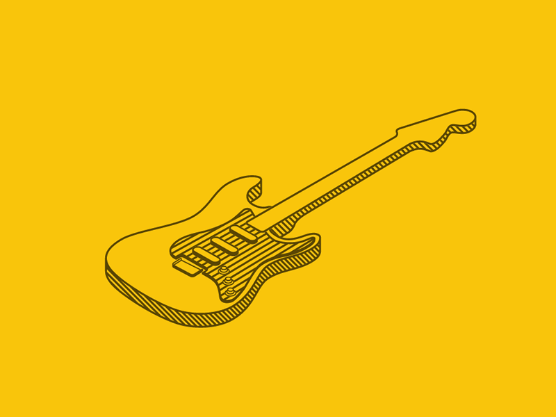 Guitar | Exploded Diagram animation diagram explode exploded gif guitar motion music yellow