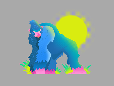 Gorilla animal cartoon characterdesign color design dribbble gorilla gradient illustration illustration design vector