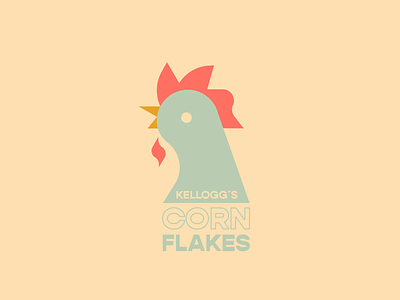 Corn Flakes badge blue breakfast color cornflakes design graphic illustration kelloggs logo rooster typography vector