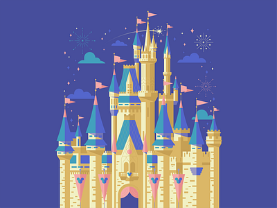 Disneyland blue cartoon castle color design disney disney art disney princess disneyworld gradient graphic illustration magic mickeymouse movies poster purple vector