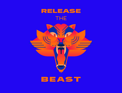 RELEASE THE BEAST / NOVOVISSION badge blue cartoon color design fitness gradient graphic illustration logo tigers vector vectors