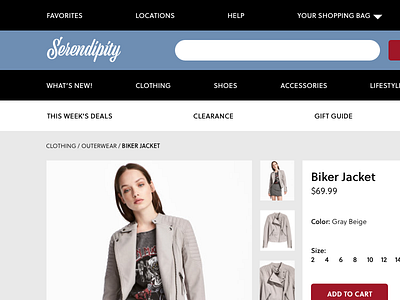 Daily UI #012: E-Commerce Shop (Single Item) 012 clothing daily ecommerce retail serendipity shop ui womens