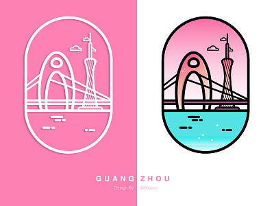 Guangzhou landmark design icon illustration typography ui