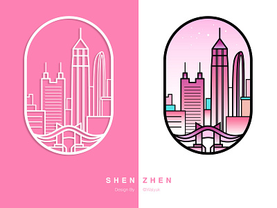 Shenzhen landmark design flat icon illustration logo ui