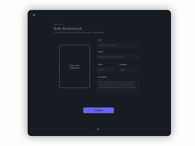 Audiobook App: Add an audiobook📚 app audiobook add audiobook app audiobook desktop dark theme dark ui design app design ui desktop app