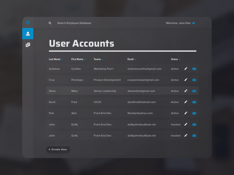 Dashboard Concept - Dark Theme profile stacks anima search filter forms dark dashboard ux ui 2018