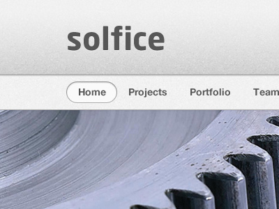 Solfice Header & Nav gray header navigation web design website white