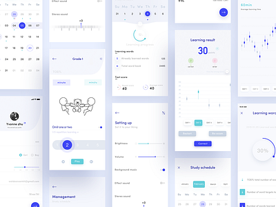 Language learning iOS app app card clean design interface material material design purple ui ux