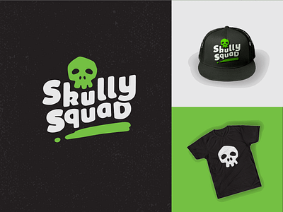 Skully Squad brand green illustration logo paint