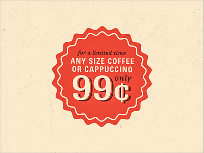 Any Size Coffee badge price red retro sticker typography univers