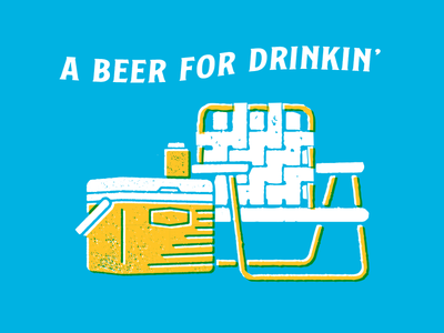 A Beer for Drinkin' beer blue icon illustration lawn chair mississippi overprinting texture yellow