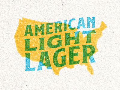 American light lager beer blue green icon illustration overprinting print texture yellow