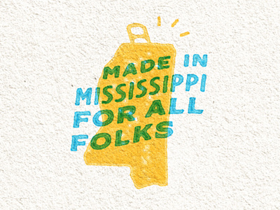 Made in Mississippi beer blue green icon illustration mississippi overprinting texture yellow