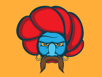 Tuban Man angry face illustration india traditional