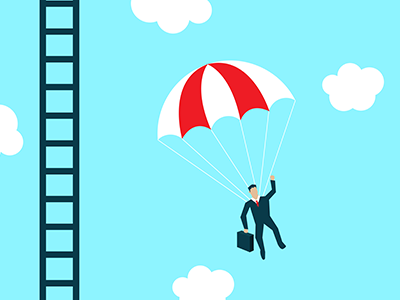 Ladder blue illustration ladder man parachute