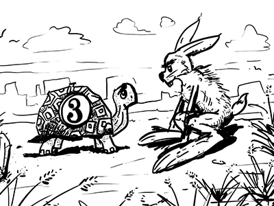 Tortoise And Hare black experiment illustration white