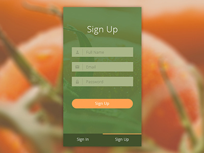 Daily UI #001 001 dailyui form green mobile peach sign up signup tomatos