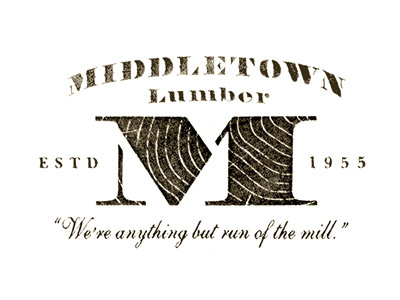 Middletown Lumber badge brown est. established logo lumber m middletown middletown lumber projekt projekt inc. script sean costik stencil typography vintage wood wood grain