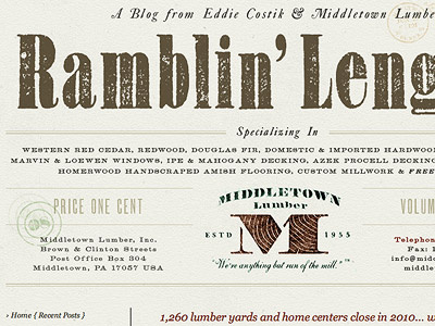 Ramblin’ Lengths blog middletown lumber projekt projekt inc. sean costik typography website