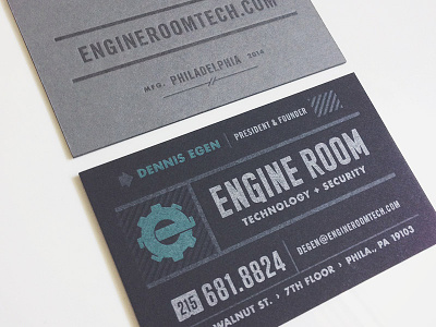 Final Engine Room business card business card e engine engine room gear industrial letterpress phone number projekt inc. sean costik