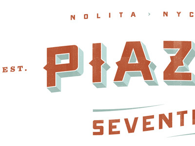 Piazza blue city logo new nolita nyc piazza piazza 17 pizza projekt projekt inc. red restaurant sean costik typography vintage york
