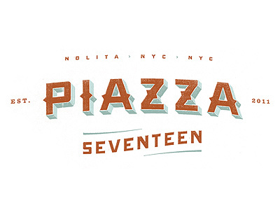 Piazza full logo blue logo piazza piazza 17 pizza projekt projekt inc. red restaurant sean costik texture typography vintage