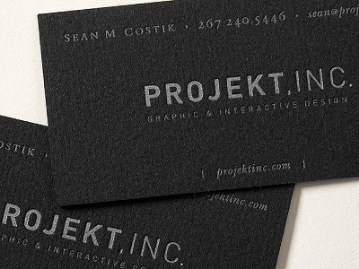 Projekt Letterpress black business card letterpress projekt projekt inc. sean costik silver typography